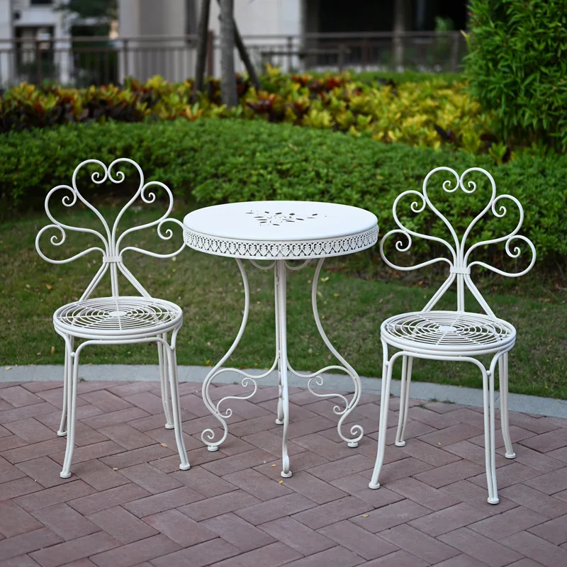 wrought iron table and chair kit pastoral garden table and chair combination outdoor balcony disassembly garden coffee