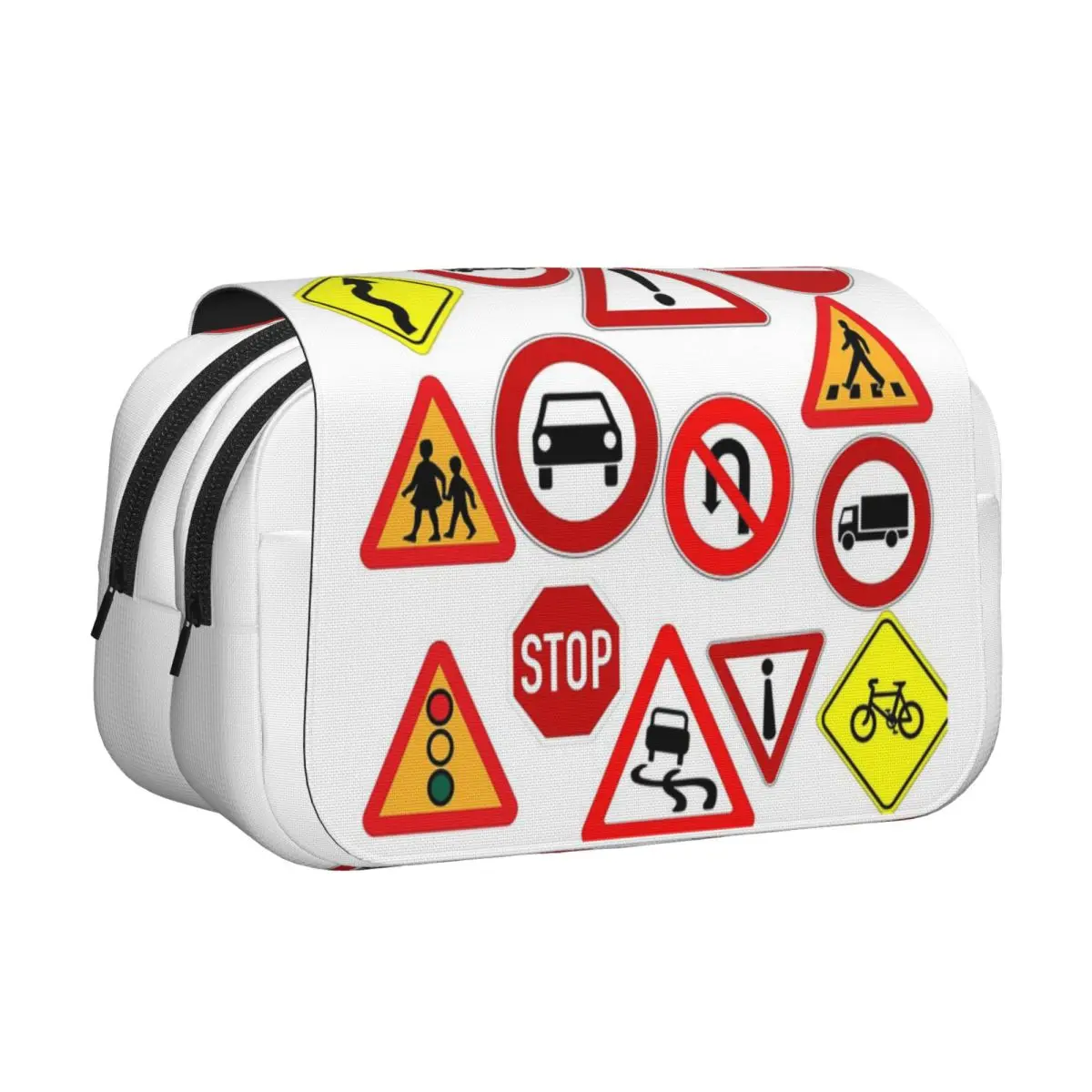 Outdoor Recreational Backbacking Road Sign Pencil Case Pencil Pouch Hard Shell Leather Large Capacity Pen Box Pencil Bag