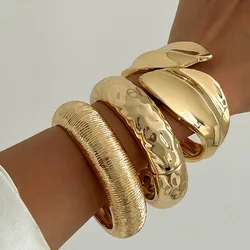 Punk Vintage Irregular Chunky Wave Cuff Bangles for Women Leaf Statement Wide Bracelets Bangles Pulseras Steampunk Men Jewelry