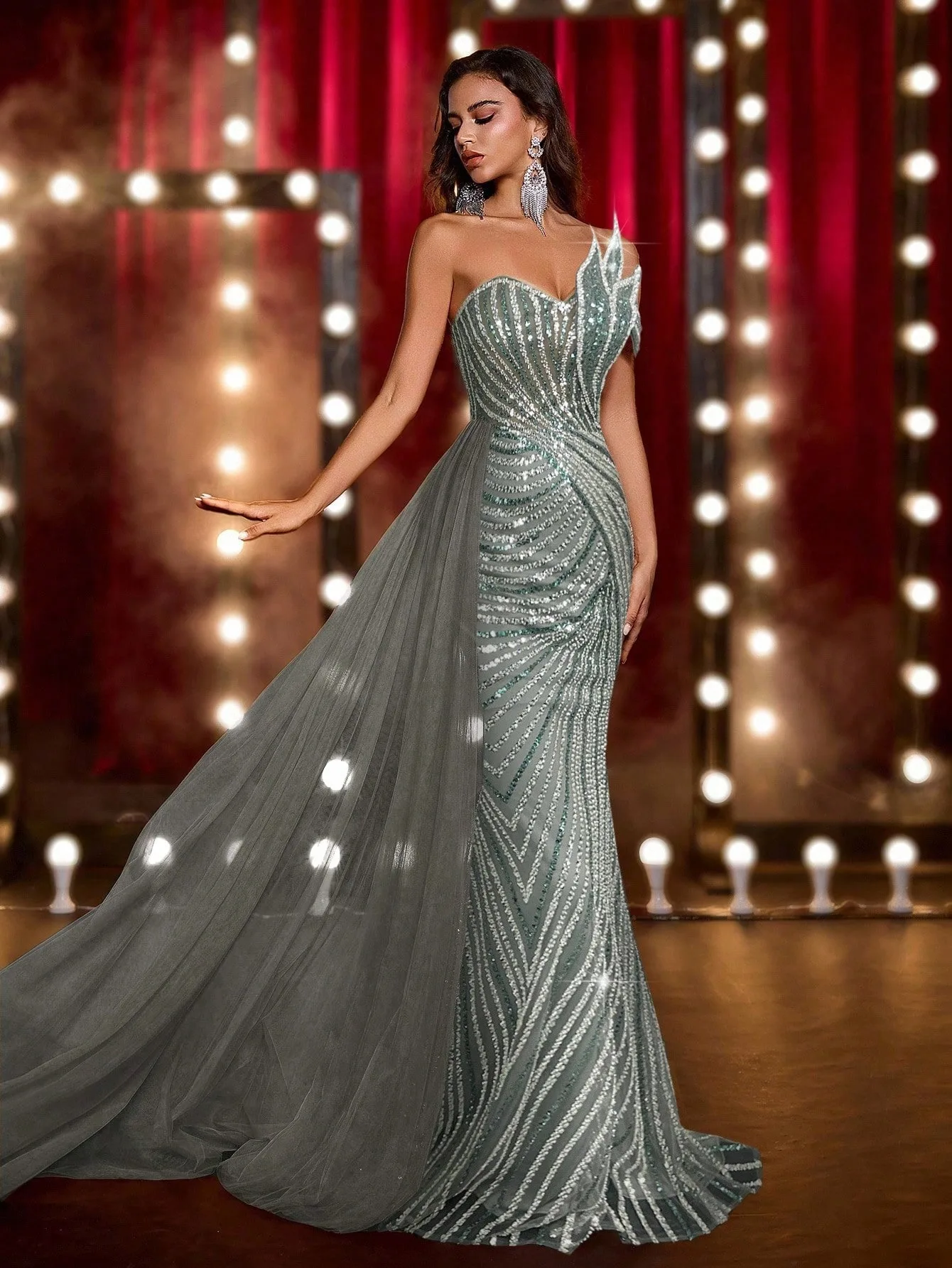 럭셔리 이브닝 드레스 머메이드 비딩 백리스 슬리브리스 프롬 가운 파티 드레스 맞춤 제작