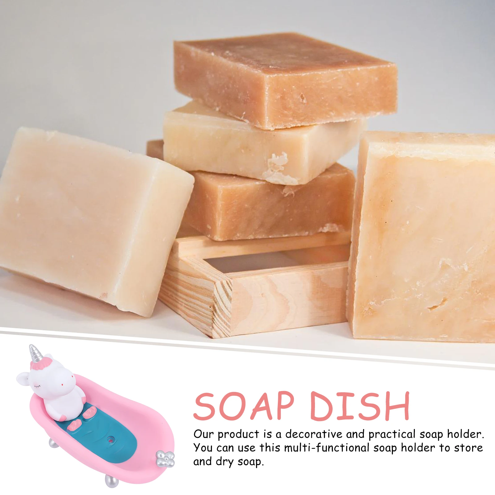 

Unicorn Soap Box Cute Bathroom Decor Dish Holder with Drainage Elephant for Kawaii Accessories