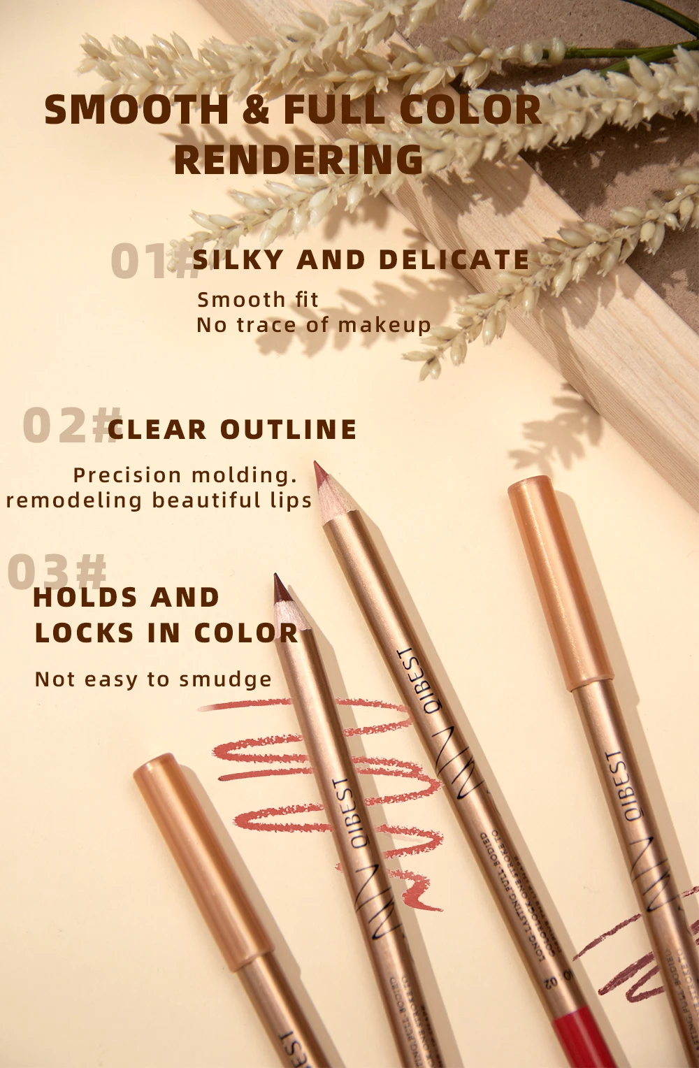QIBEST 12 Farben Lippenstifte Matte Lipliner Bleistift Wasserdicht Lippenstift Lip Liner Stift Glatte Nude Lippenstift Stifte Für Lippen Make-Up – Detail 3