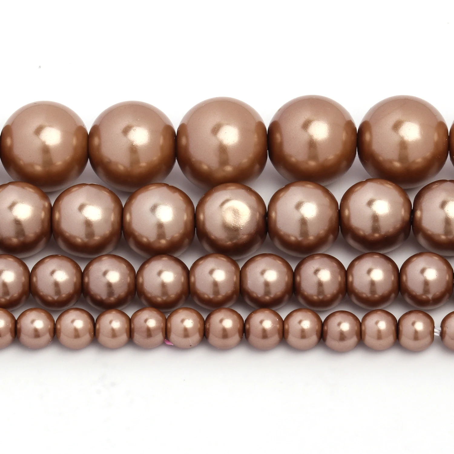 Wholesale Bulk Brown Shell Pearl Bead Round Loose Spacer Beads for Jewelry Making DIY Gift Bracelet Necklace 15\'\' 4 6 8 10mm