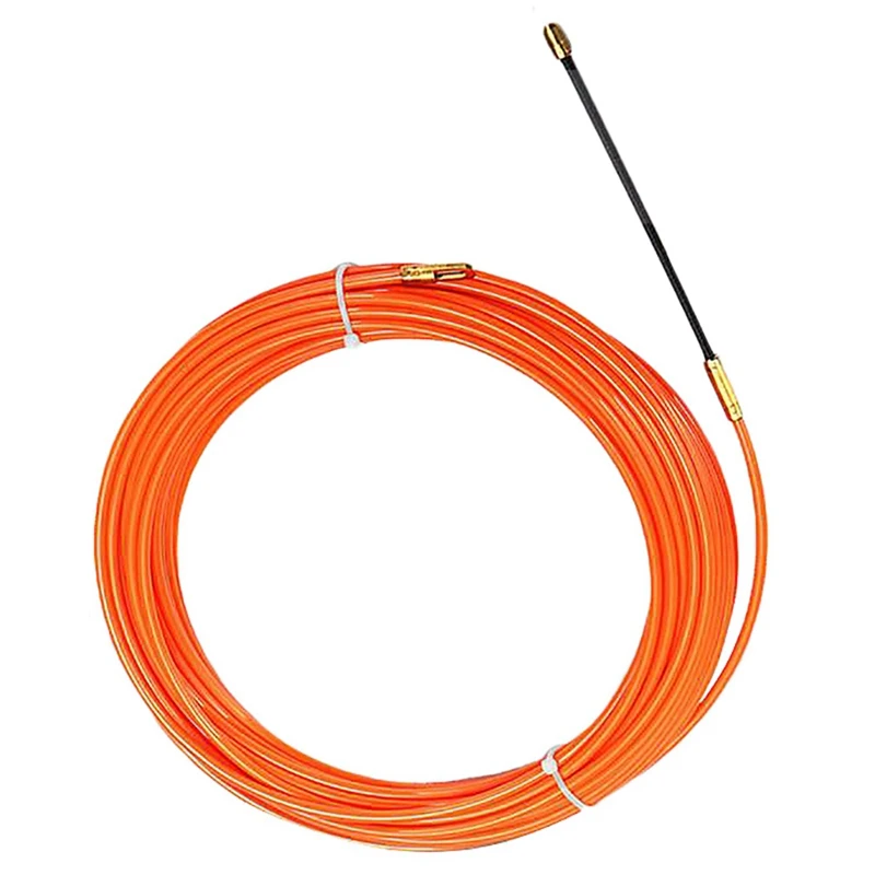 

2X 4Mm 15 Meter/30 Meter Orange Guide Device Nylon Electric Cable Push Pullers Duct Snake Rodder Fish Tape Wire-AT36