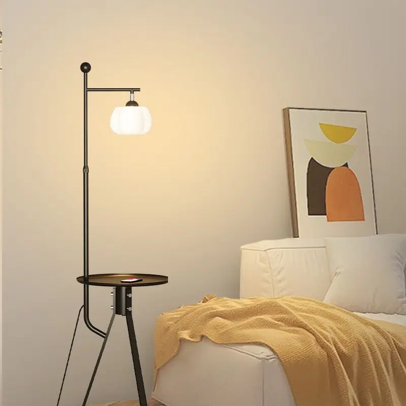 Modern Luxury Creative Tripod Design Floor Lamp with Side Table Multi Function for Sofa Side Study Bedroom Ambience Room Decor