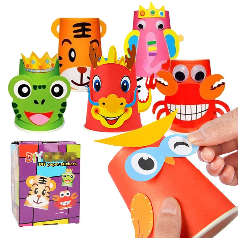 

Бумажные стаканчики, наклейки, 3D DIY, комплект материалов ручной работы, животный дизайн, весь набор, студенческие награды, обучающие поощрительные принадлежности TMZ