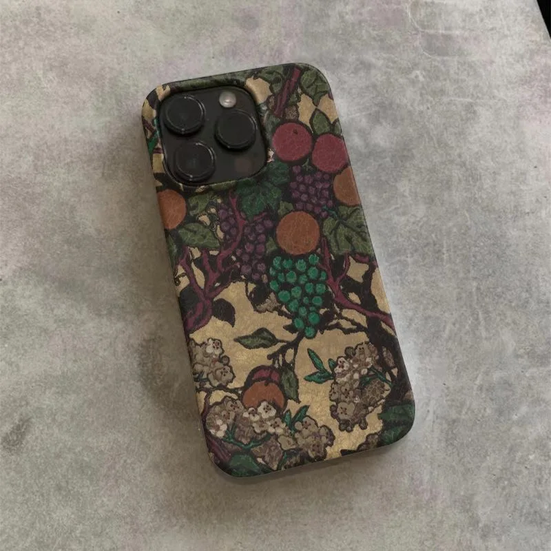 خمر الفاكهة نمط الرجعية النباتية والفاكهة تصميم جراب هاتف آيفون 17 16 15 14 11 12 13 برو ماكس الهواء زائد الغطاء الخلفي