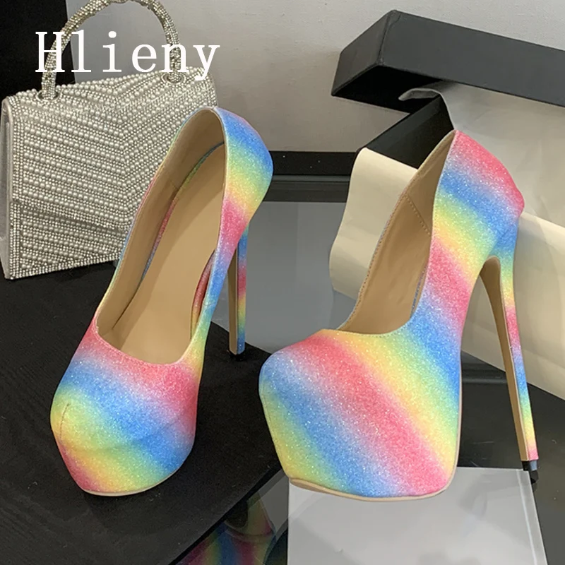

Hlieny/женские туфли-лодочки на высоком каблуке, размеры 35–42, новые модные сандалии на платформе, свадебные женские туфли на тонком высоком каблуке для ночного клуба, вечерние туфли