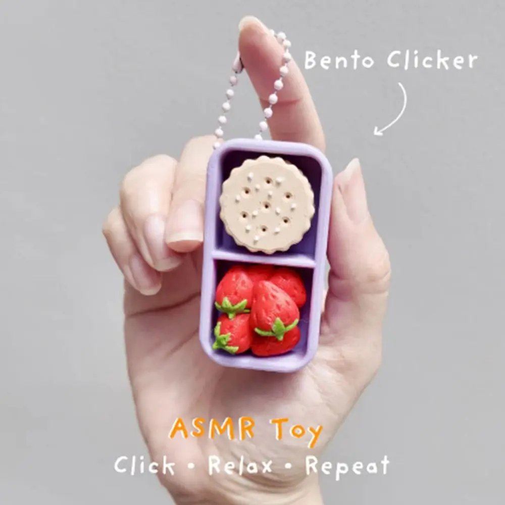 Plastic Imitation Sushi Clicker Keychain Clickable Buttons Bead Chain Rice Ball Fidget Clicker Snack Keychain