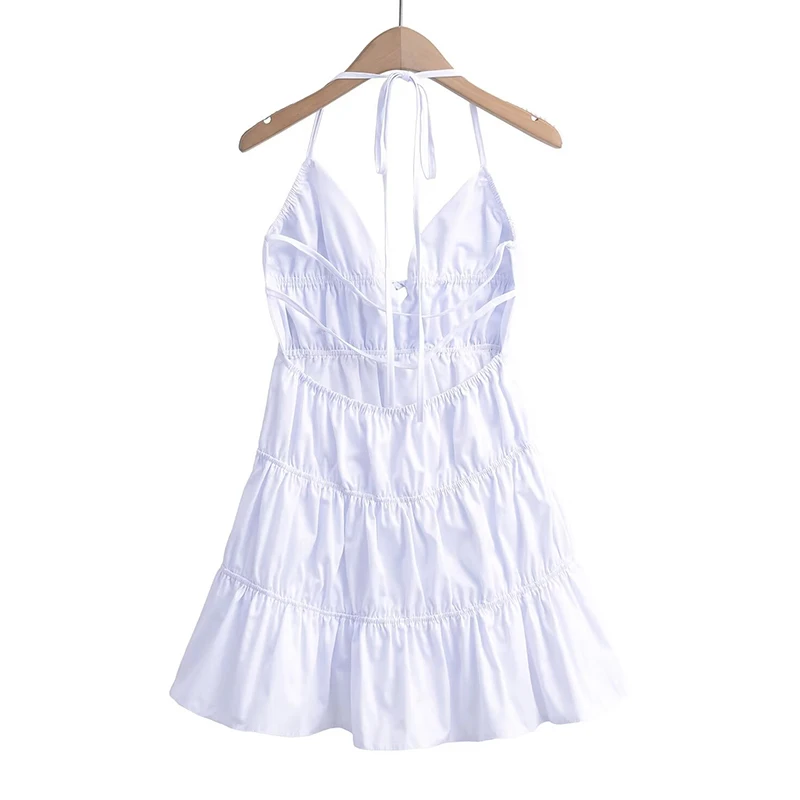 2024 Women's Short Dress Summer White Vintage Spaghetti Strap Female Party Evening Elegant and Pretty Women's Dresses Vestidos