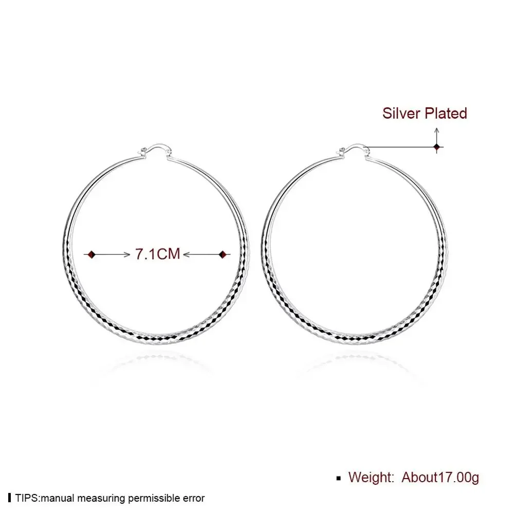 925 Sterling Silver Charm 7CM Big Circle Earrings for Women Luxury Fashion Party Wedding Accessories Jewelry Christmas Gifts