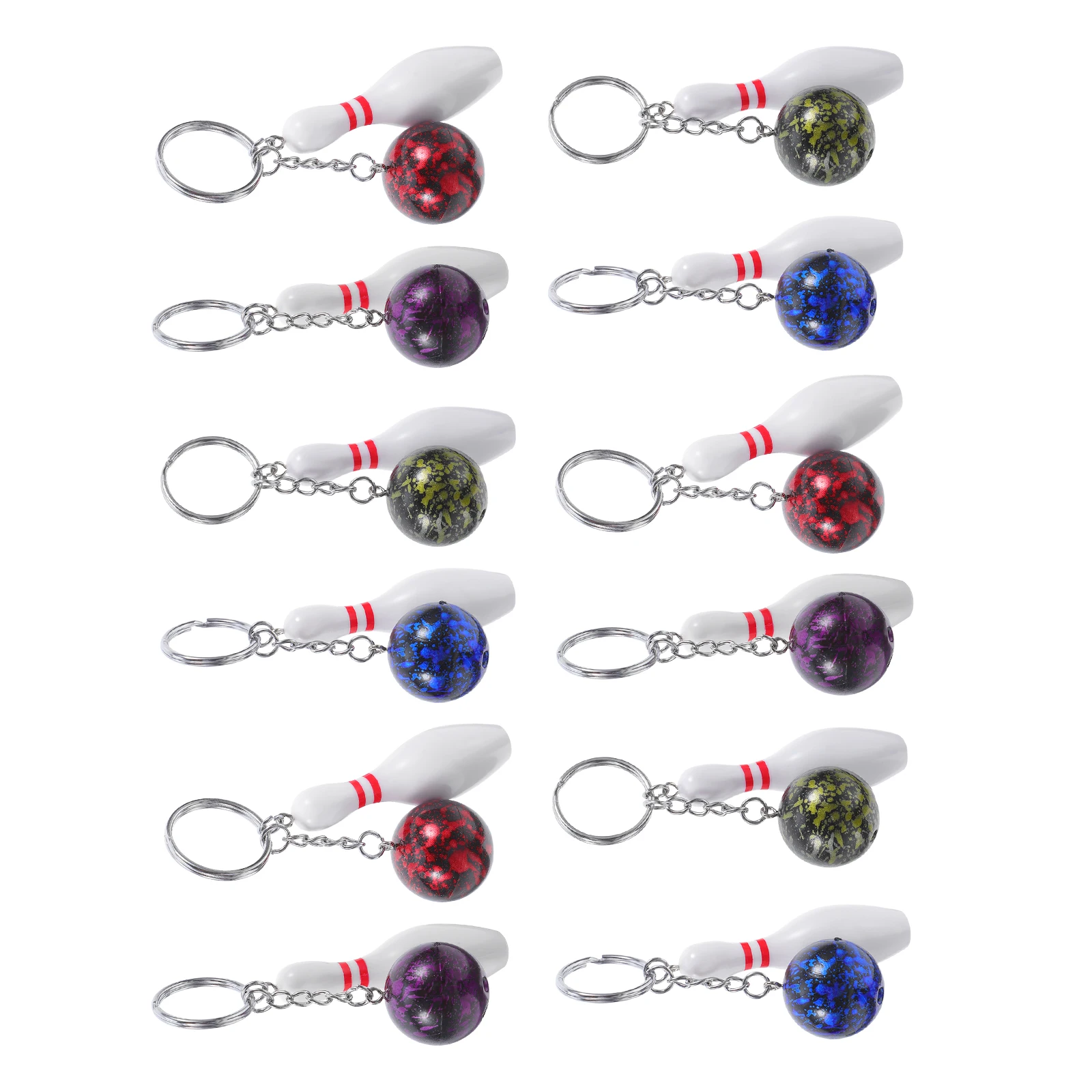 

12pcs Bowling Keychains Ball Charms Clip Mini Accessories for Bags Lightweight Durable Sport Themed Hanging Ornament Small Gift