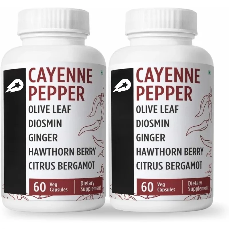 

60 капсул Cayenne — имбирь, чеснок, куркума, боярышник, цитрус, цейлонская корица, экстракты оливковых листьев, добавка