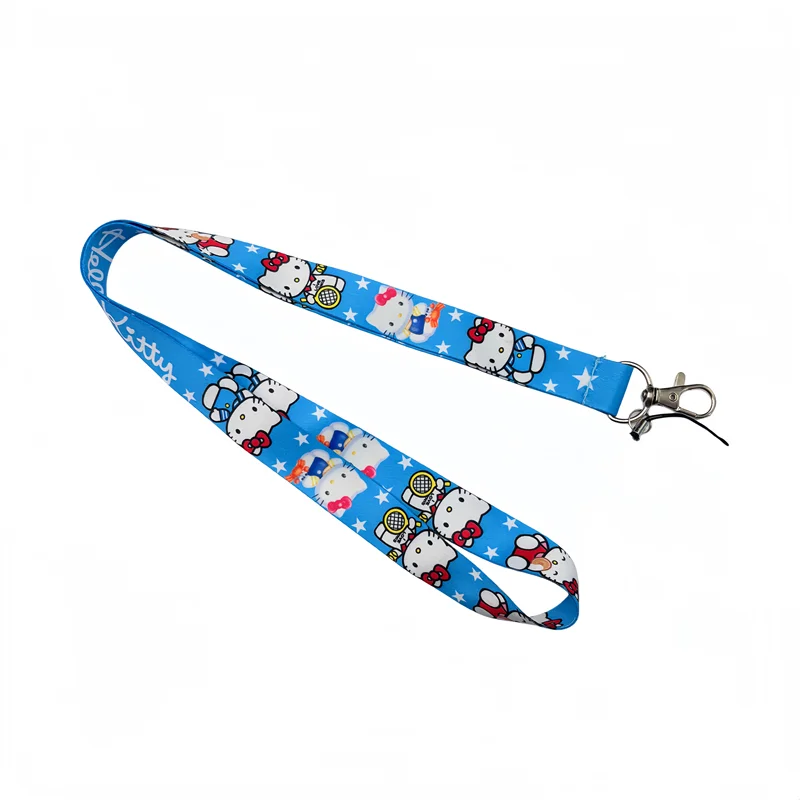 Sanrio Hello Kitty Cartoon Keychain ID Badge Hanging Rope Cute Cat Phone Neck Strap with Keyring Phone Accessories