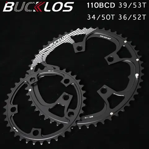 BUCKLOS 110 Bcd Chainring Double Speed Road Bike Chainring 8/9/10/11s 110BCD Crown 50/34T 52/36T 53/39T Road Bicycle Chainwheel