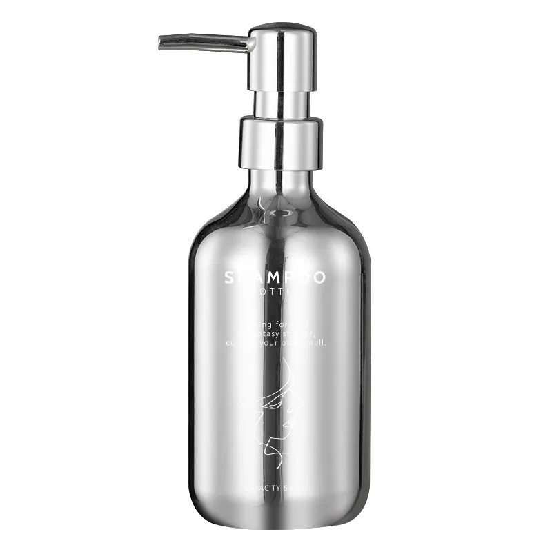 500ml Electroplating Shampoo Bottle Bathroom Replacement Bottle Push-type Large Capacity Shower Gel Dispenser New Style