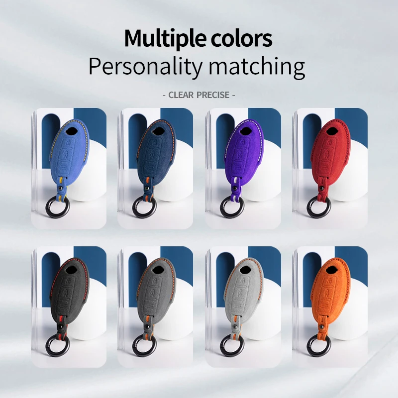 For Nissan Qashqai J10 March Tiida NV200 Leaf Kicks Cube T32 T31 Suede Car Key Case Cover for Infiniti Q50 Q70 QX50 QX60 QX70 - Image 2