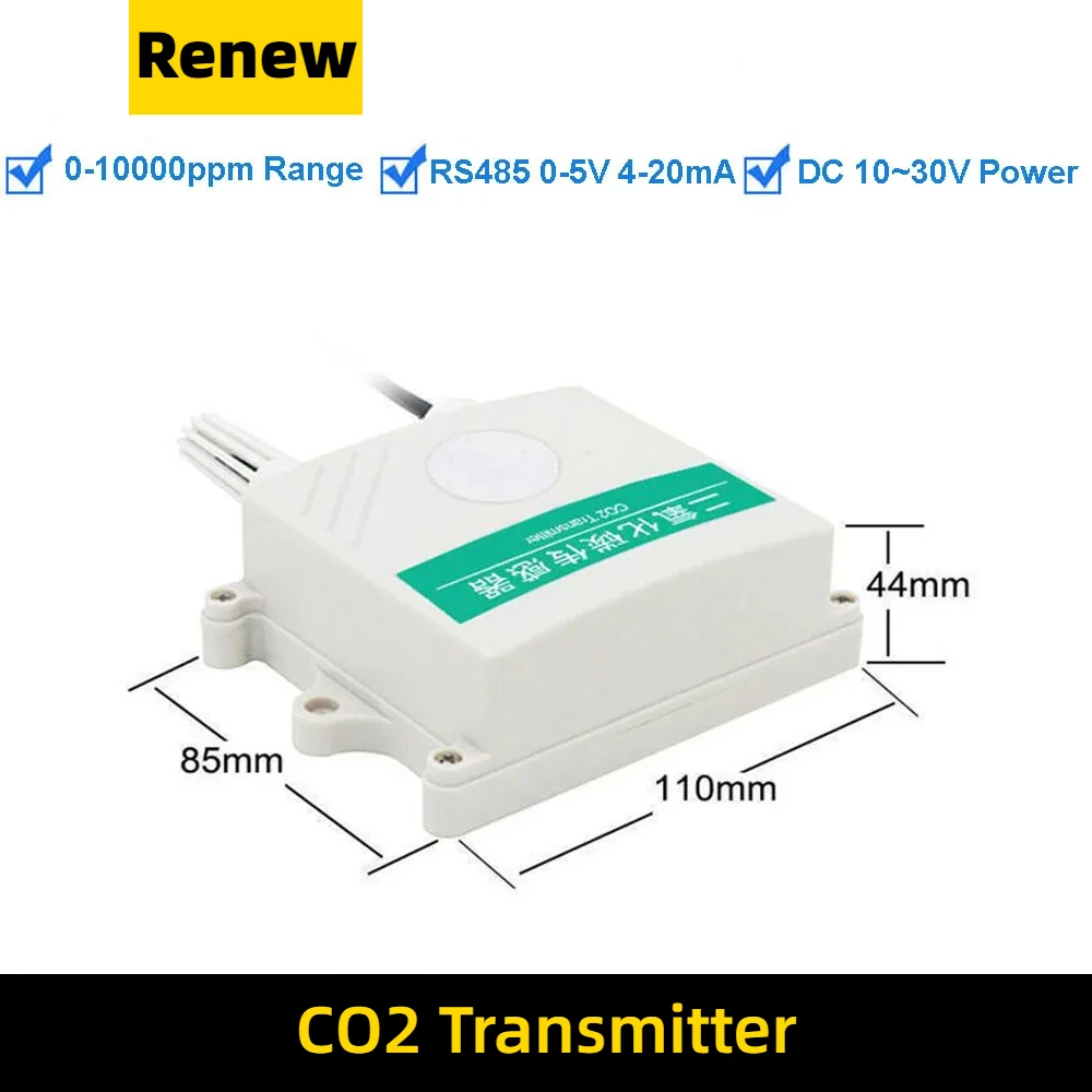 High Quality 2000/5000ppm/1%/3%/65% RS485 4-20mA Carbon Dioxide Meter CO2 Sensor Transmitter 4-20ma CO2 Transducer