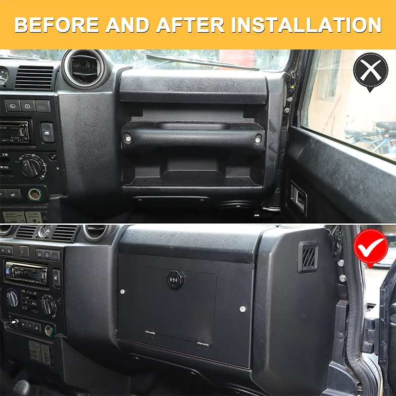 

Center Console Dashboard Passenger Safe Box For Land Rover Defender 90 110 130 2004-2018 Interior Organizer Black Box