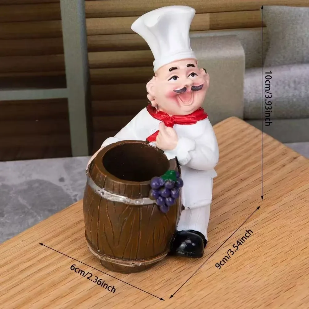 Christmas Resin Chef Statue Pen Holder Cartoon Statue Toothpick Holder Office Desk Kitchen Dining Room Home Decoration Gift