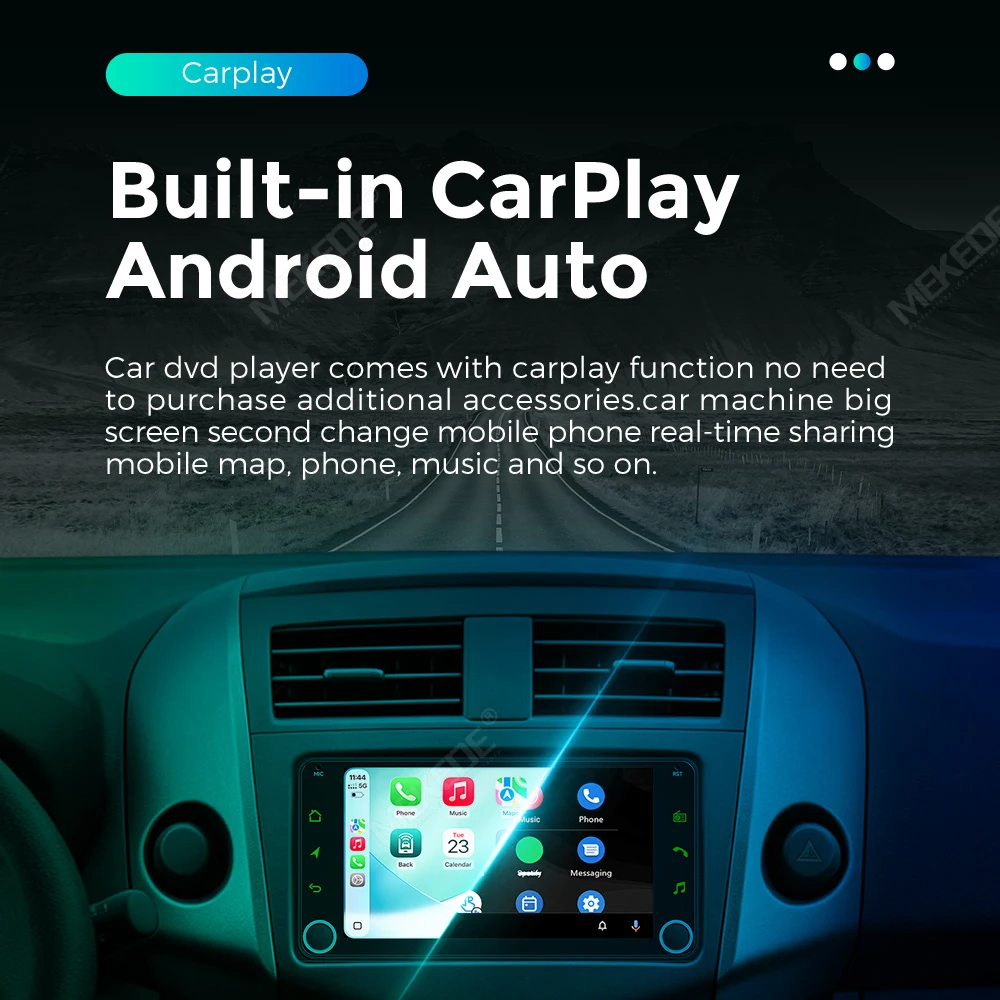 7inch CarPlay Android Auto GPS Navigation Multimedia 2Din Car Audio Radio With Knob LED BT For Toyota COROLLA Yaris CAMRY RAV4