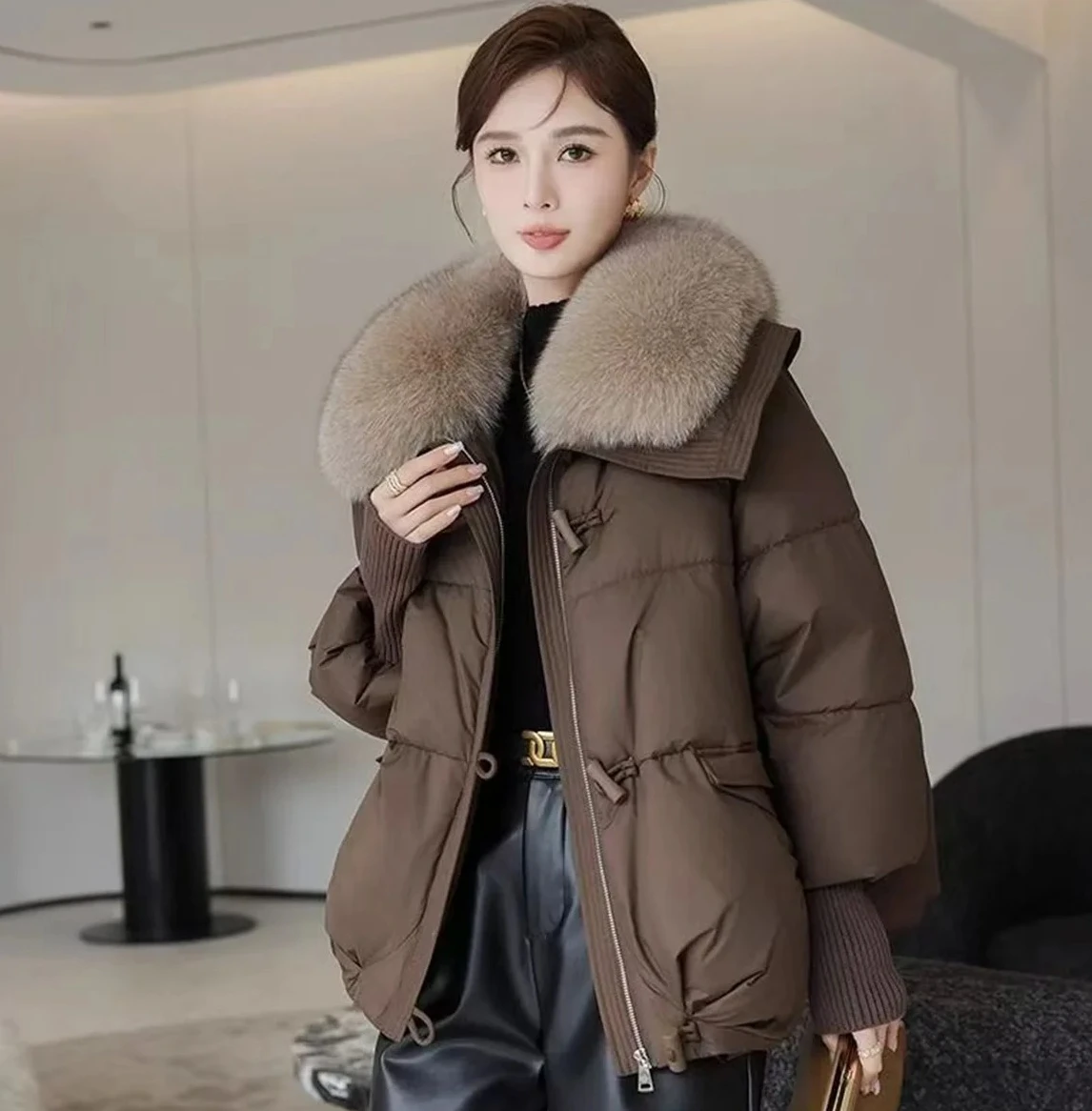 Cappotto Parka allentato coreano nuovo corto invernale da donna Capispalla da donna Cappotto ispessito con collo in pelliccia grande casual