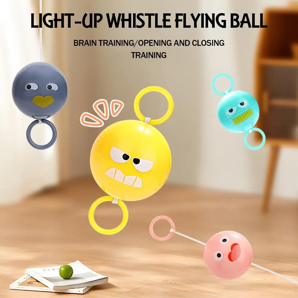 Kids Hand Pull Luminous Flashing Rope Flywheel Toy Led Light Toy Whistle Ball Novelty Children Flywheel Flash Gyro Toys Gifts