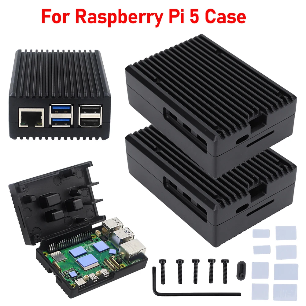 For Raspberry Pi 5 Case Metal Passive Cooling Case Anti-Corrosion for Raspberry Pi 5 Aluminum Heatsink Case for Raspbery Pi5