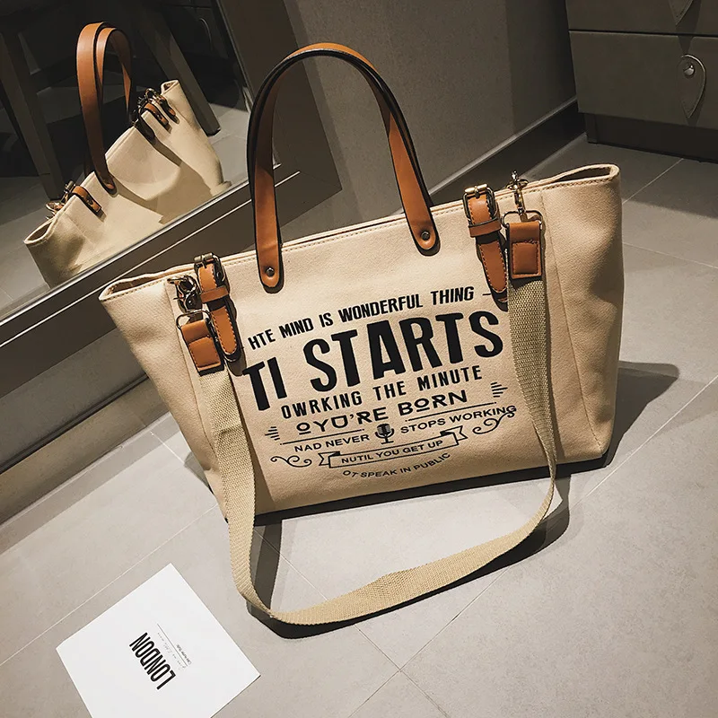 Luxury Design Crossbody Handbag Totes Female Vintage Large Capacity Messenger Bag For Women Fashion Canvas Shoulder Shopping Bag