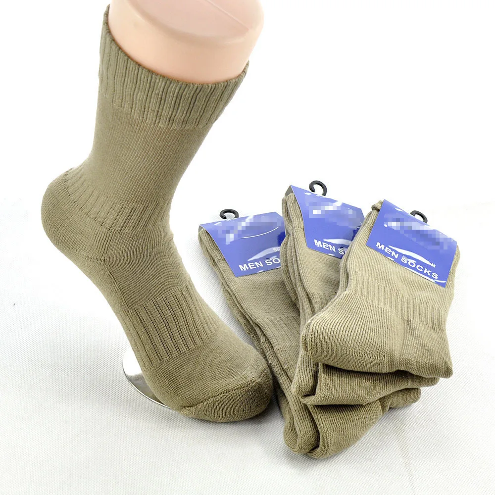 

3 Pairs Men Athletic Socks Cotton Cushioned Hiking Socks Man Crew Socks Padded Outdoor Jungle Green Army Socks Shipping Free