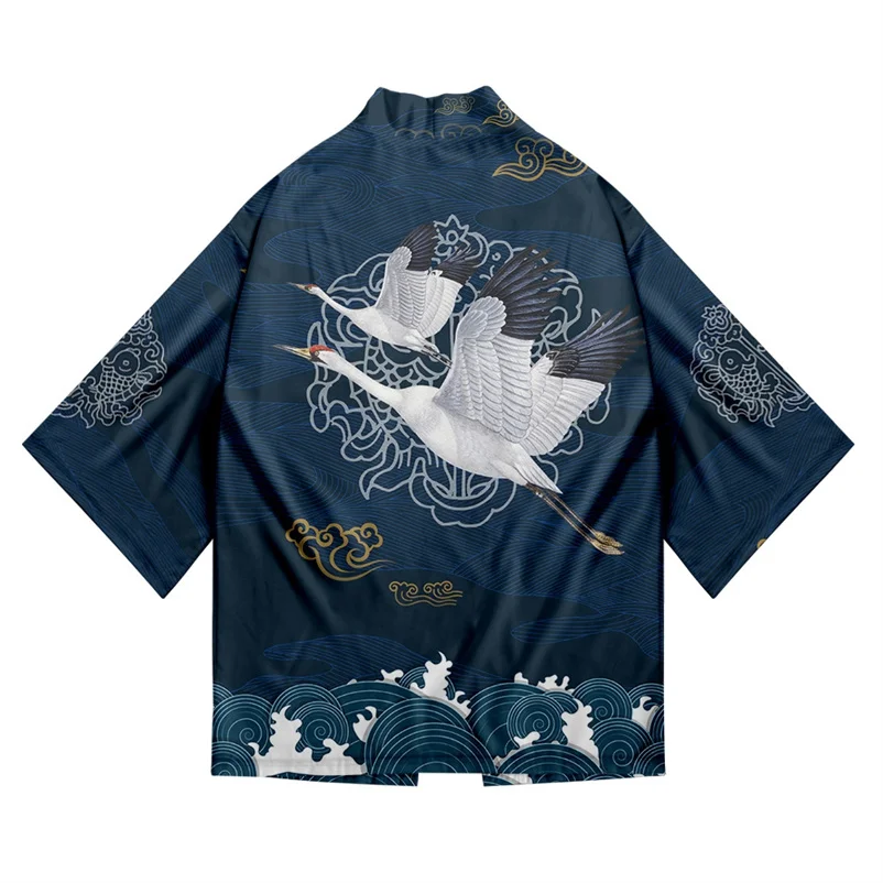 Kimono japonês Obi para meninos e meninas, Roupas Tradicionais do Japão, Obi, Haori, Crane Print, Casaco de criança, Preto, Crianças