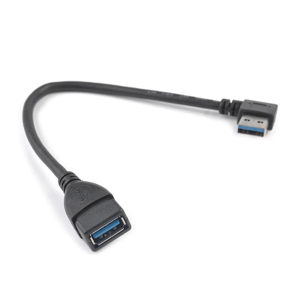 Cable de extensión USB 3,0 de ángulo de 90 grados, adaptador macho a hembra, datos izquierdo