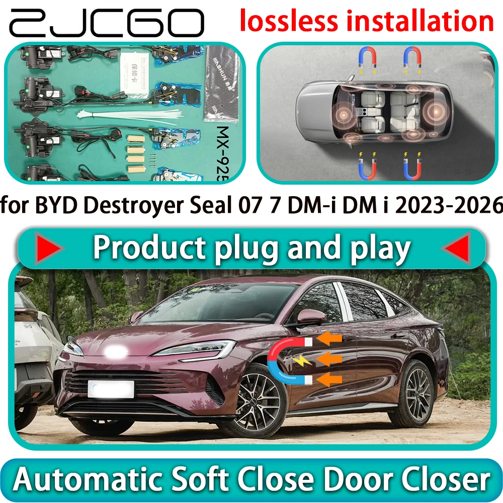 

ZJCGO for BYD Destroyer Seal 07 7 DM-i DM i 2023-2026 Auto Pull Soft Close Door Kit Power Latch Door Catch Soft Closing Assist