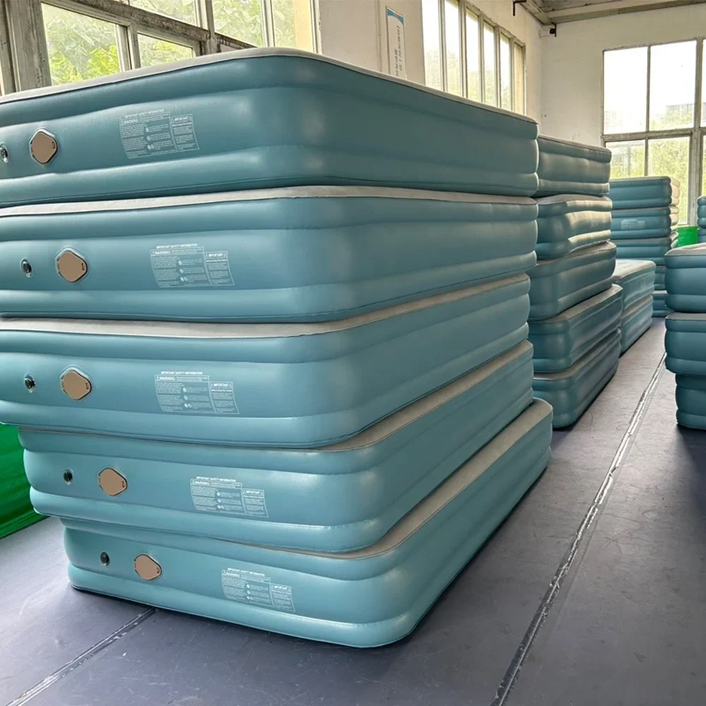 Matelas gonflable en PVC de grande taille avec pompe intégrée, lit auto-gonflable, double, extérieur, camping, en stock