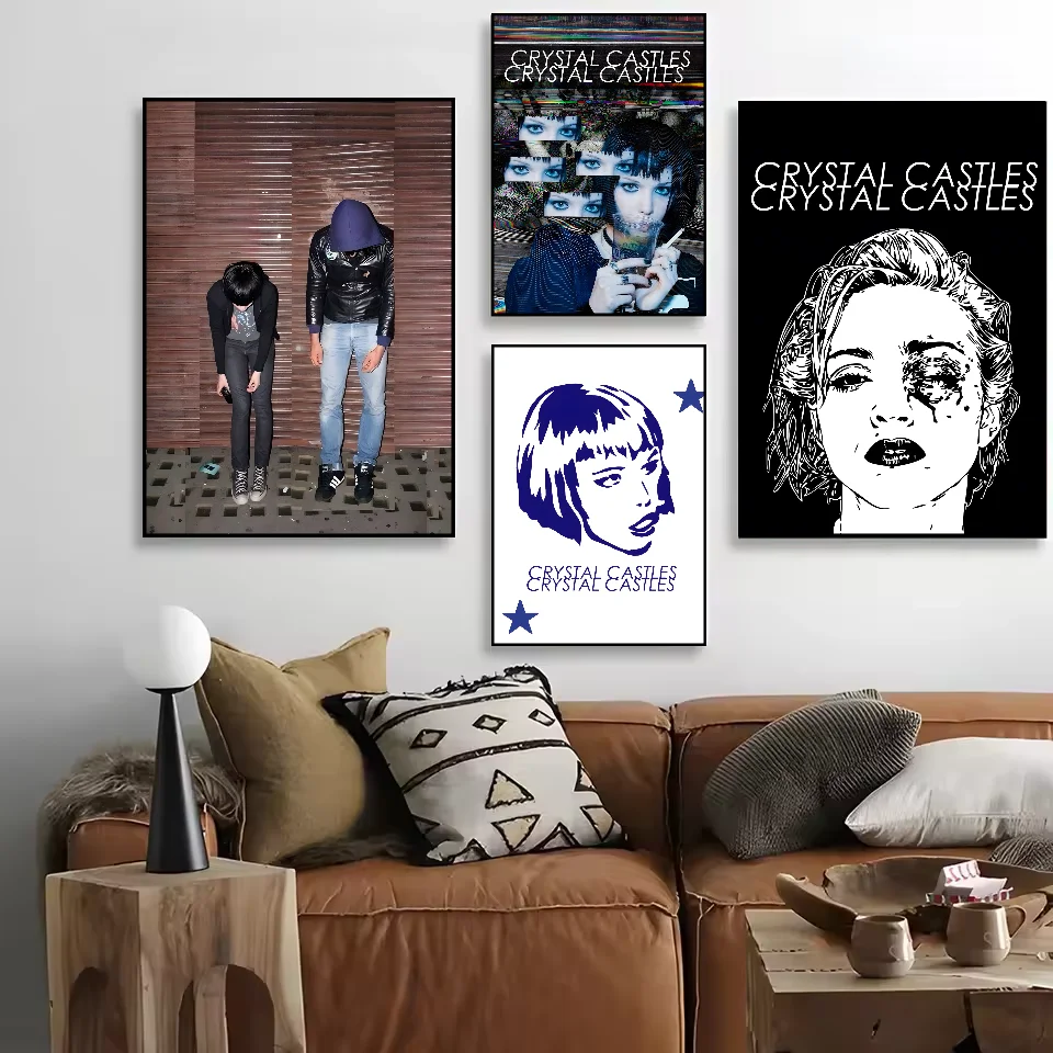 Poster Band C-Crystal Castles Poster Home Decor HD Sticky Wall Waterproof Home Living Room Bedroom Bar Decoration