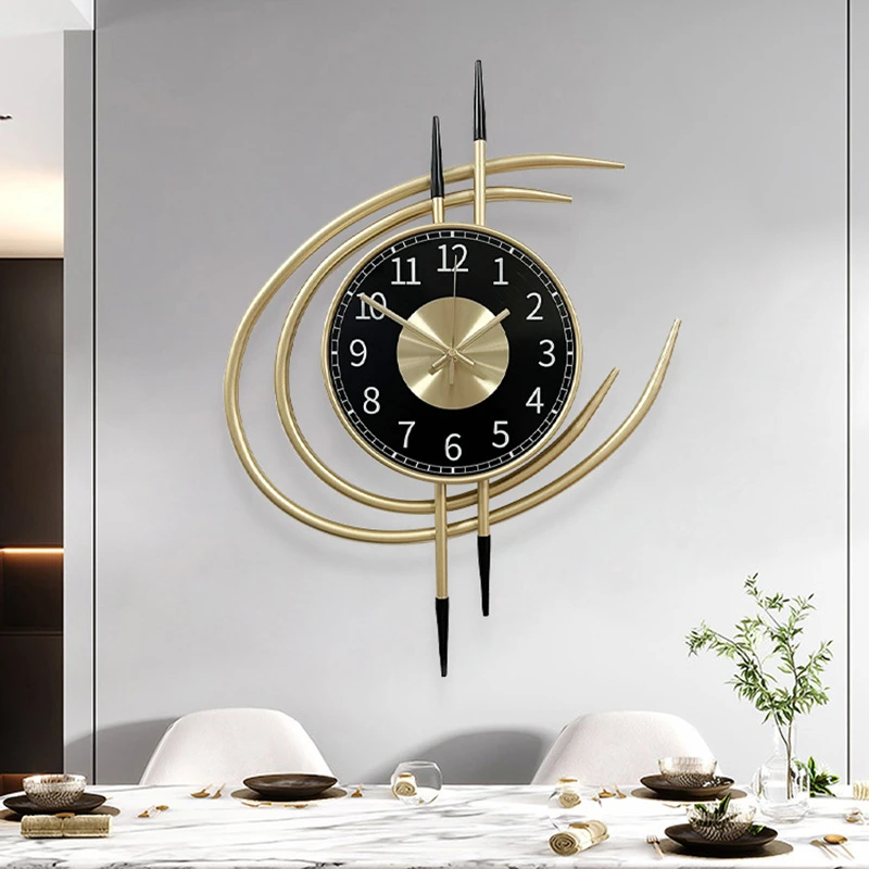 

Modern Simple Wall Clock Creative Nordic Retro Metal Silent Living Room Restaurant TV Background Wall Decororation Hanging Watch