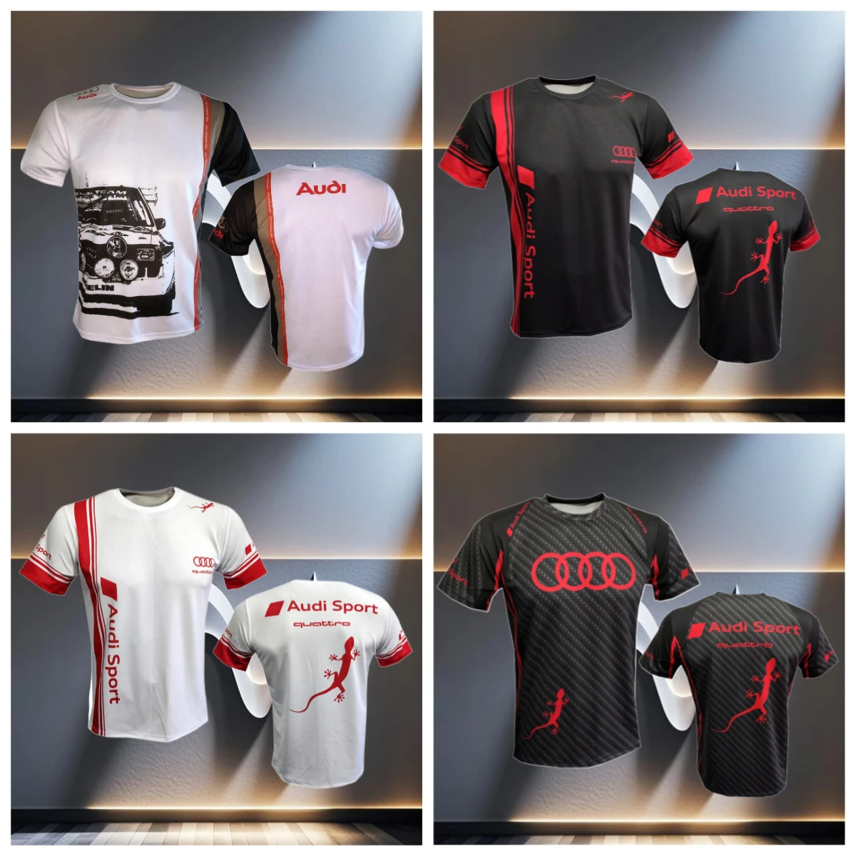 

New Popular Audi Racing Shirt Crew Neck T-shirt 3D Printing Breathable and Comfortable Adult Children Sports Short-sleeved Top