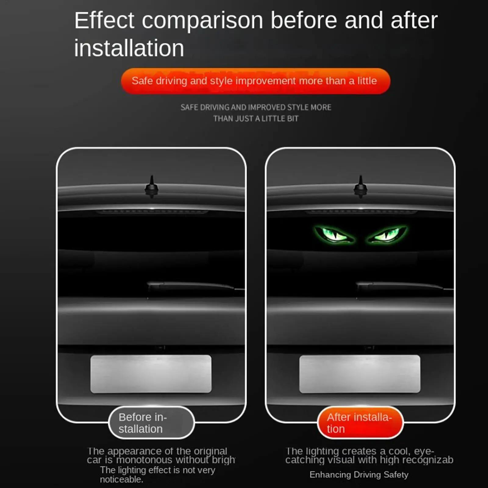 

Solar Eyes Light For Car Waterproof Reflective Warning Sign LED Car Window Light For SUV Truck Van RV Bike Motorcycles Sports