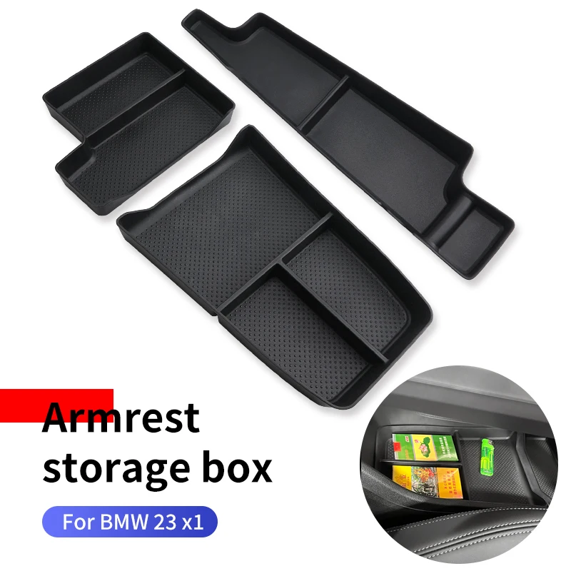 TPE Car Central Armrest Storage Box Centre Control Armrest Hidden Organizer Case Auto Interior Accessory For BMW X1 U11 2023 LHD