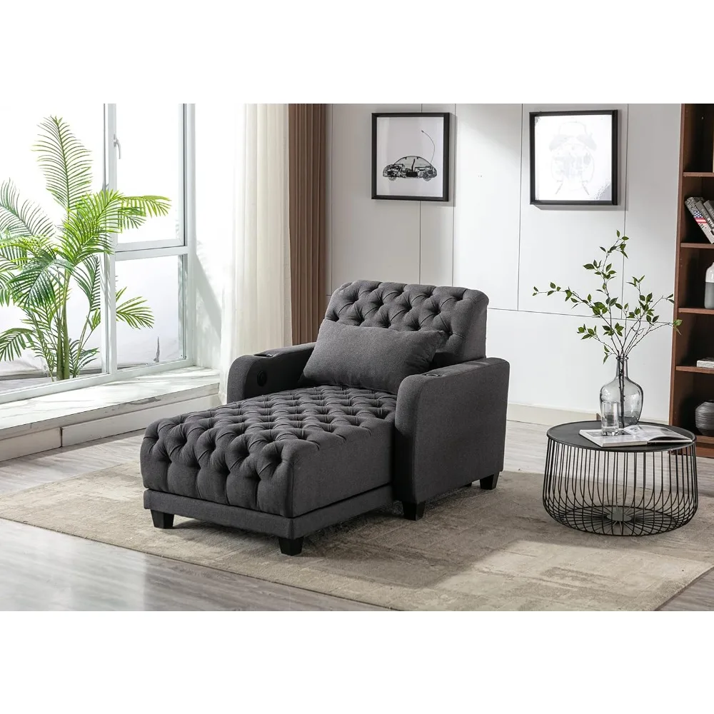 Multifunctional Power Living Room Recliner Leisure Chaise Lounge Barry Tufted Comfy Armchair W/Cupholder & Wireless