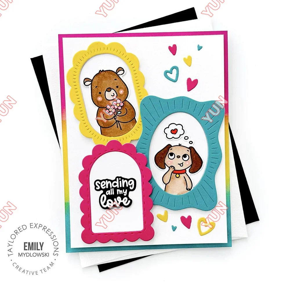 New Dies Stamps Set Summer Days Layering Stencil Teeny Card Envelope Fancy Feature Frames Die DIY Scrapbooking Photo Album Gift