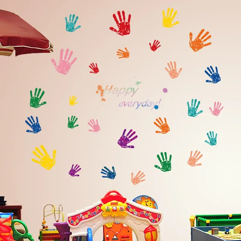 Cute Colorful Big Fingerprint Wall Sticker DIY for Kindergarten Children 's Room School Decorative Art Wall Decor Stickers