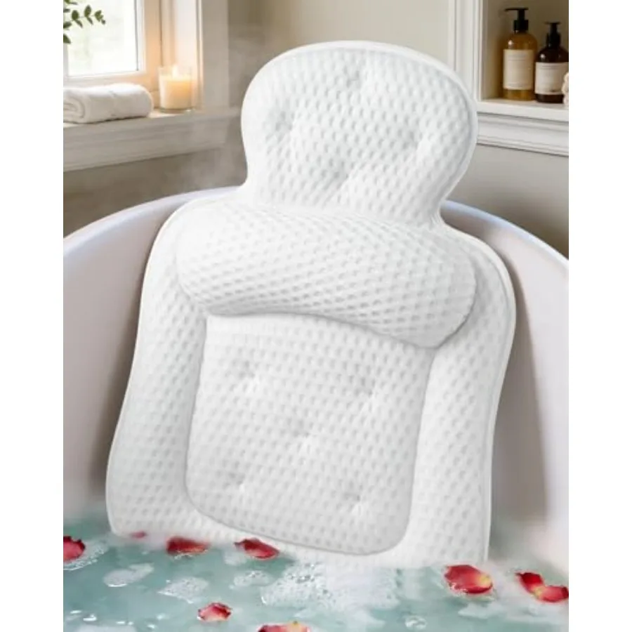 

Bath Pillows for Tub, Comfortable Bathtub Cushion for Head and Neck with Soft 3D Mesh Fabric and 54 Non-Slip Suction Cups, Rela