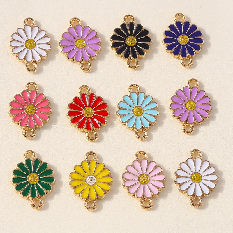 20 Stück modische, bunte Emaille-Blumen-Anhänger, Verbinder für die Schmuckherstellung, DIY-Halsketten, Armbänder, handgefertigtes Kunsthandwerk, Zubehör – Detail 13