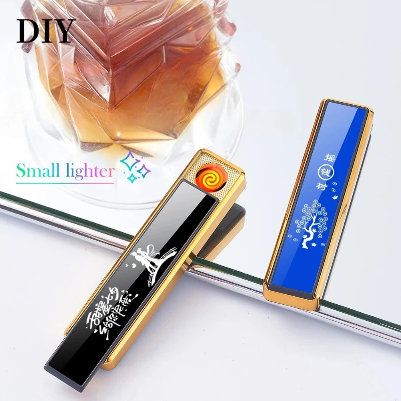 2025 hot selling pull-down tungsten cigarette lighter Usb charging mini portable touch sensitive compact lighter men's gift