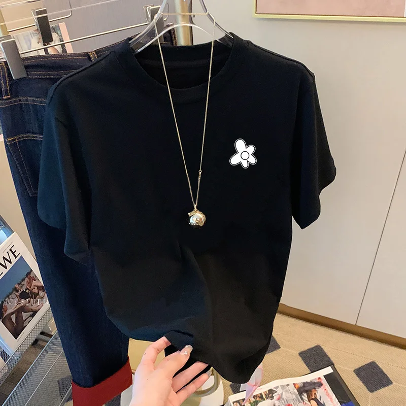 تي شيرت نسائي من القطن الخالص من Faionable ort Sve بقاعدة كتف منفوشة irt بلوزة بيضاء للتخسيس الشبابي لربيع وصيف...