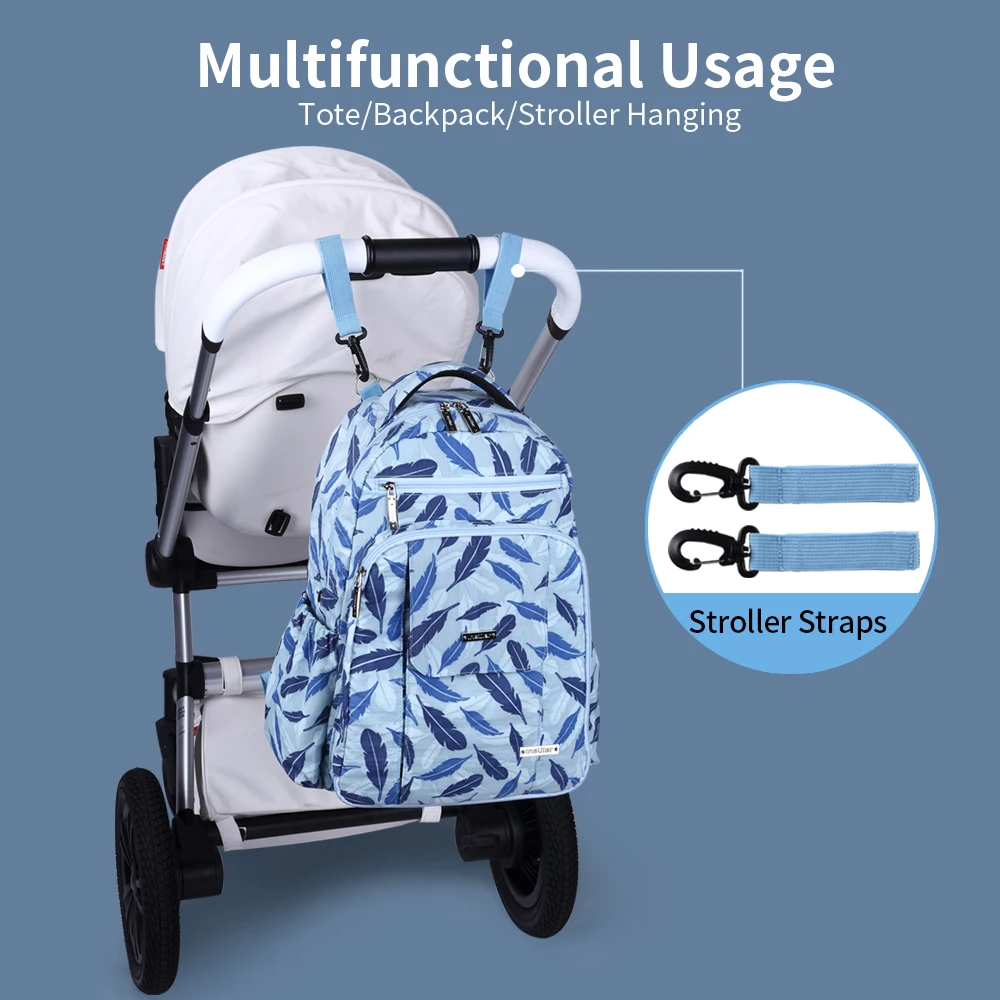 Insular Multifunctional Baby Diaper Backpack, Waterproof Thermal Design Nappy Bag for Stroller & Outdoor Travel