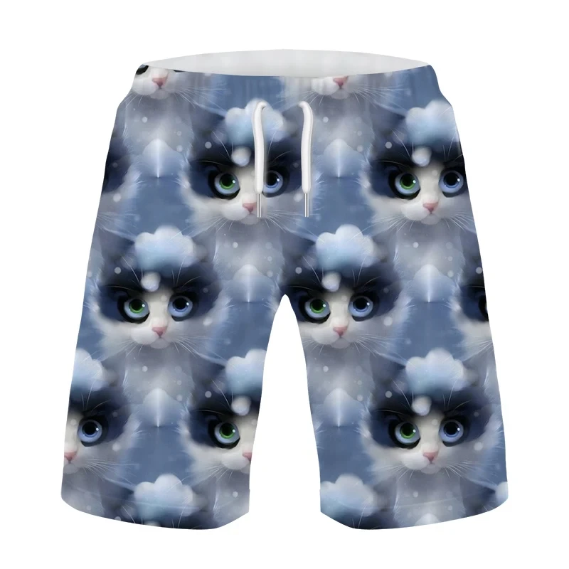 3D Print Cute Animal Cat Beach Shorts For Men Hawaiian Board Shorts Pet Cats Graphic Kid Short Pants Streetwear Bermudas Trunks