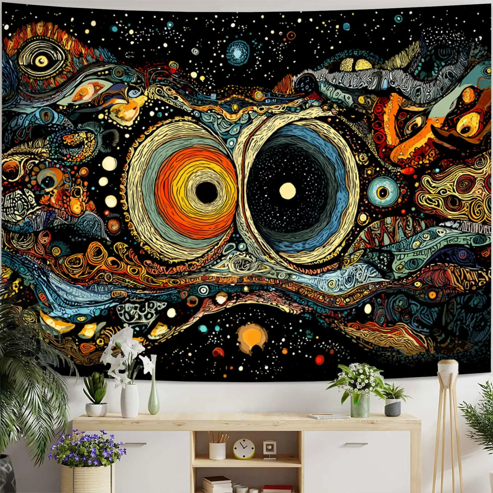 Mystical Galaxy Cosmic Tapestry Boho Wall Hanging Psychedelic Space Art Decor Giant Nebula Print for Bedroom Living Room