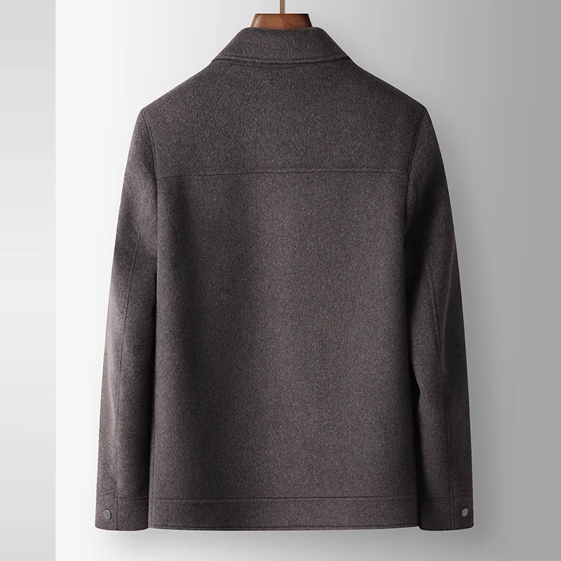 Autumn Winter Men Wool Coat Detachable Down Inner Liner 69.5% Sheep Wool Turn‑down Collar Business Casual Short Woolen Jacket